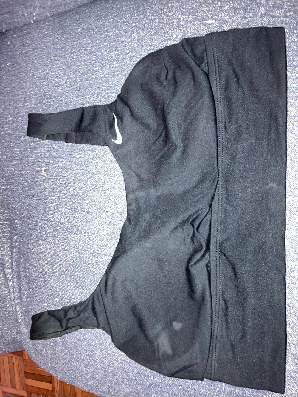 Nike Black Sports Bra Top with White Swoosh